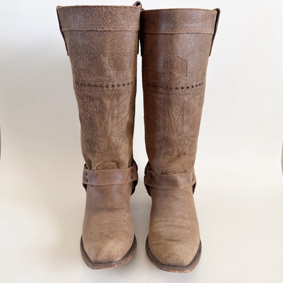 Junk Gypsy by Lane She Who Is Brave Suede Cowboy Boots Women 11 Tan - Picture 5 of 15